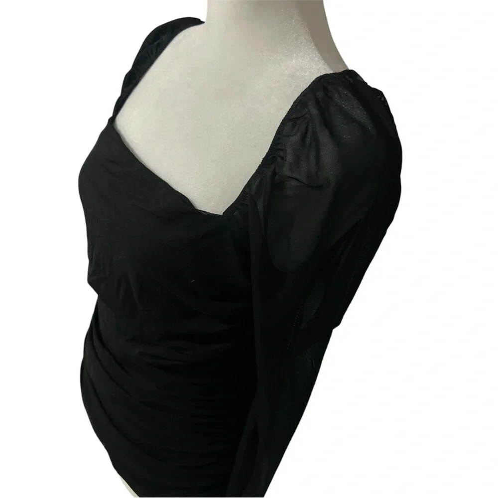 New York & Company square neck rushed long sleeve - Picture 4 of 8
